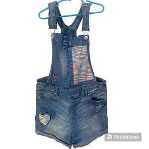 Jordache girls size XL 14/16 denim overalls love & hearts